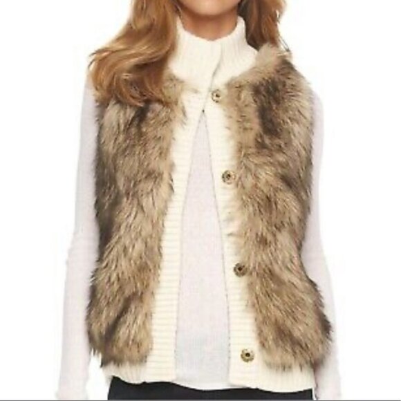 MICHAEL Michael Kors Faux Fur Vest, Canadian Fox, Tan Knit Collar, XS - Picture 15 of 15